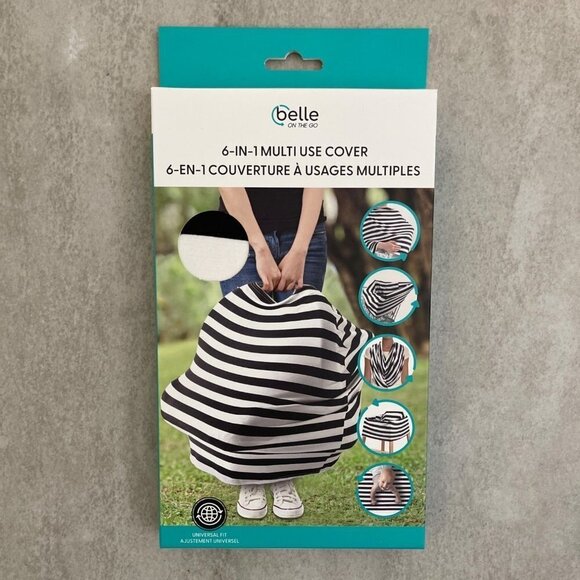 Belle On The Go 6 in 1 Multi Use Cover Striped High Chair Car Seat Nursing Wrap - Picture 7 of 15